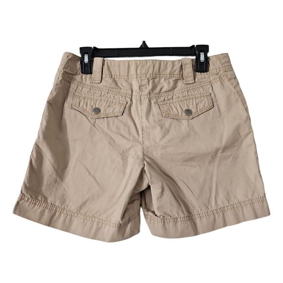 Ann Taylor LOFT Front Pockets Khaki Cargo Shorts Working Draw String Sz 4 - Picture 2 of 11